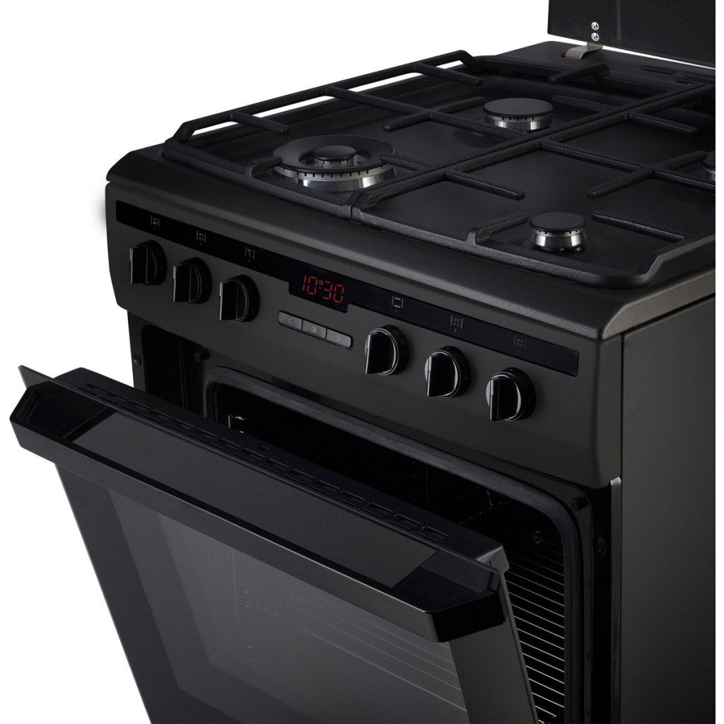 Inventum Vfg6034Wgzwa Vrijstaand Gasfornuis + Elektrische Hetelucht Oven Zwart