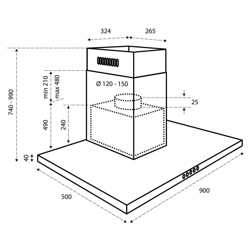 Inventum Akb9015Zwa Afzuigkap Zwart