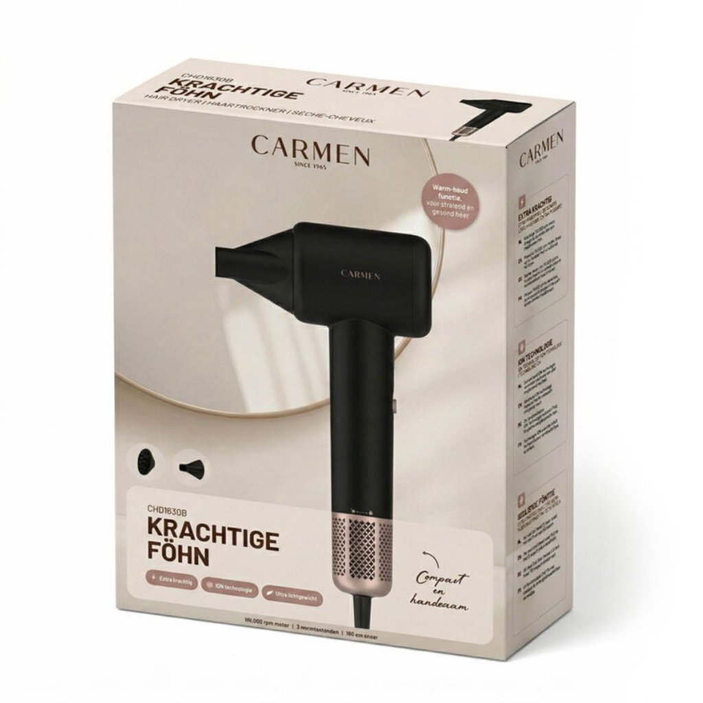 Carmen Chd1630B F&Ouml;Hn 1600W Zwart/Campagne