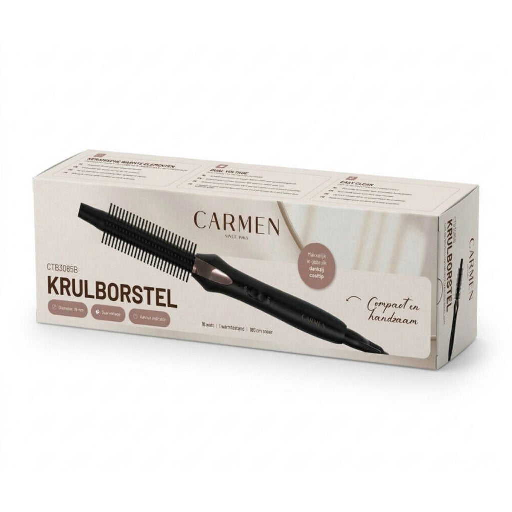 Carmen Ctb3085B Krulborstel 19 Mm Zwart/Campagne