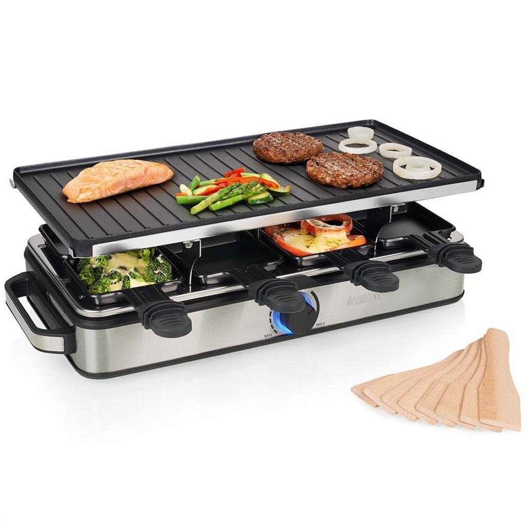 Princess 162645 Raclette 8 Grill Deluxe Zwart/Rvs