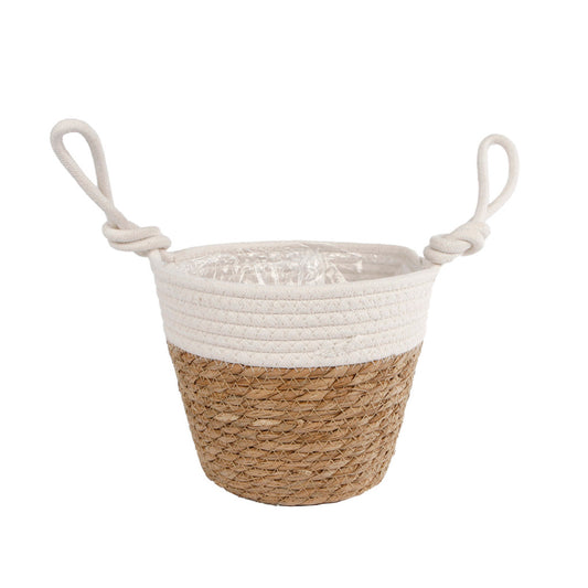 Overige Merken Rieten Plantenmand Blois 20X14X30 Cm Naturel/Wit