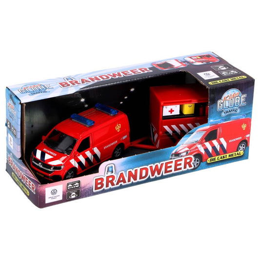 Kids Fun Kids Globe Traffic Volkswagen Transporter Brandweer + Aanhanger Nl
