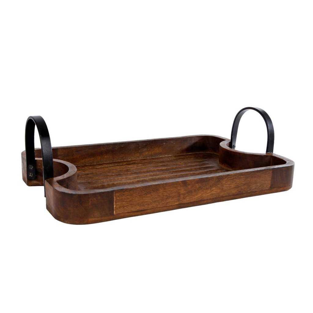 Overige Merken Mango Houten Dienblad 40X25X6.5 Cm Bruin
