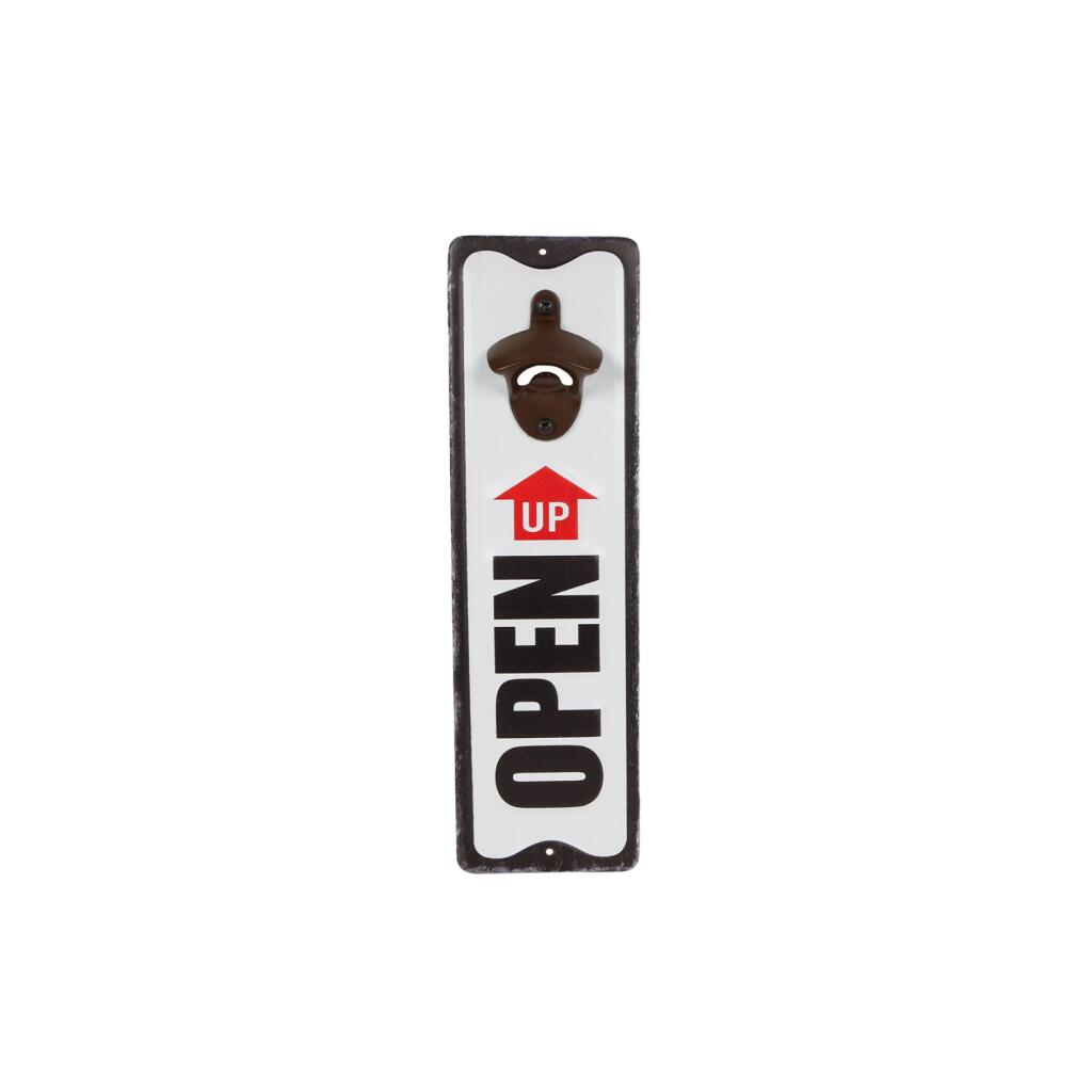 Overige Merken Metalen Bieropener Open Up 10.5X36X3.5 Cm Zwart/Wit