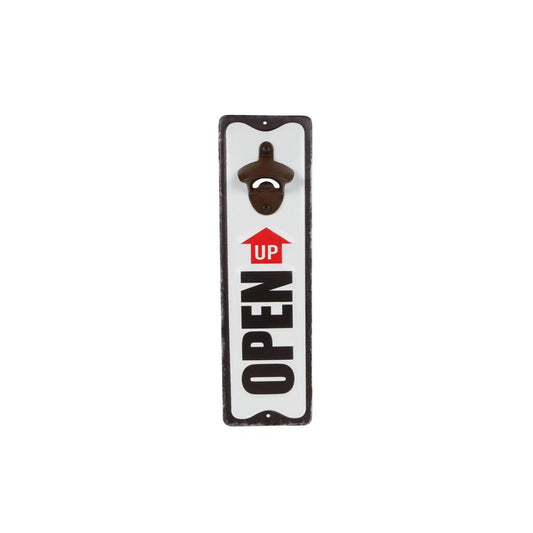 Overige Merken Metalen Bieropener Open Up 10.5X36X3.5 Cm Zwart/Wit