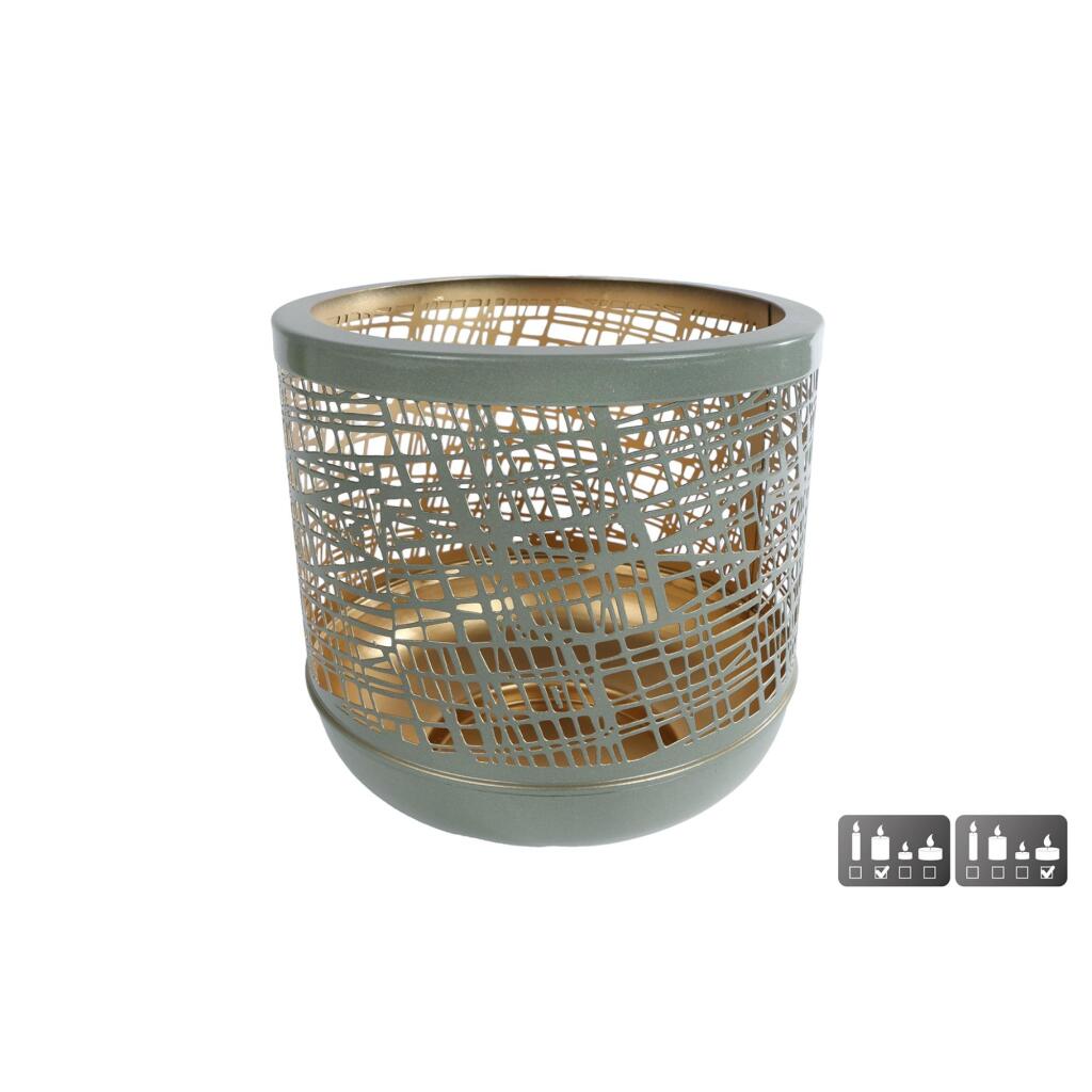 Overige Merken Metalen Windlicht Heidi 19X19 Cm Sage/Goud