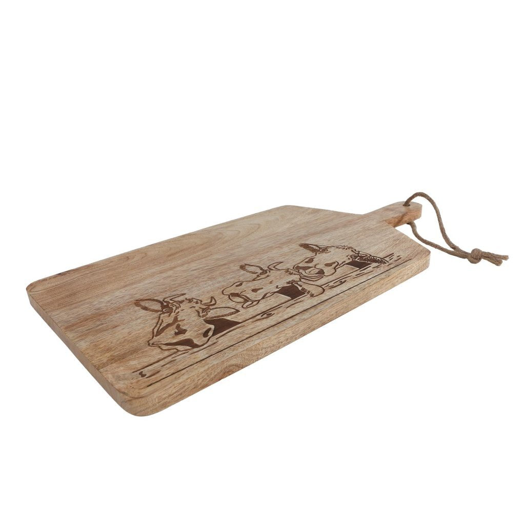 Overige Merken Mango Houten Borrelplank Cows 50X25X1.5 Cm