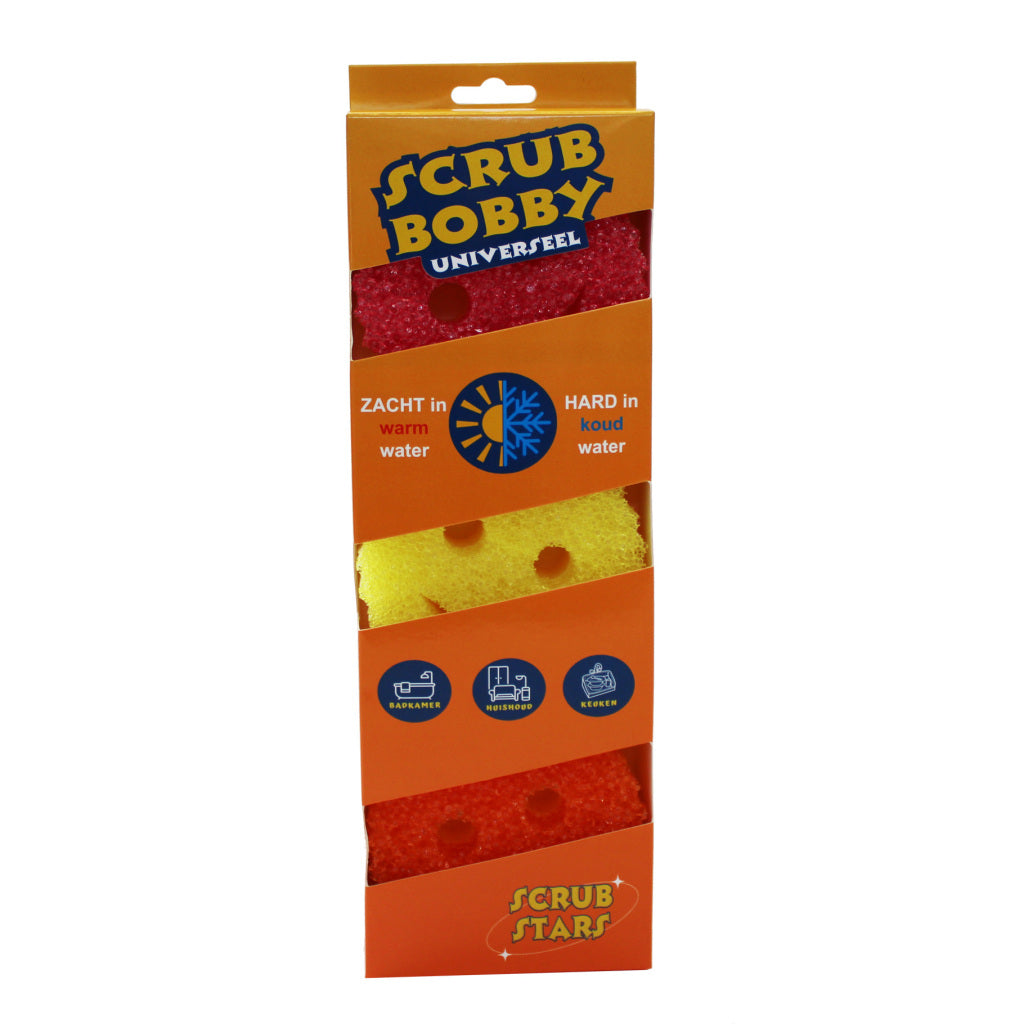 Overige Merken Scrub Bobby Spons Universeel 3 Stuks