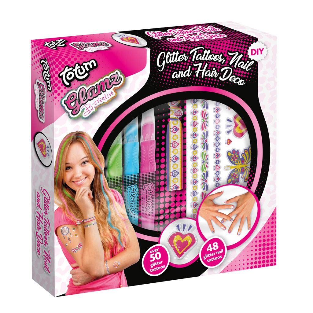 Totum Glamz Glitter Tattoos Nagel- En Haar Decoratieset