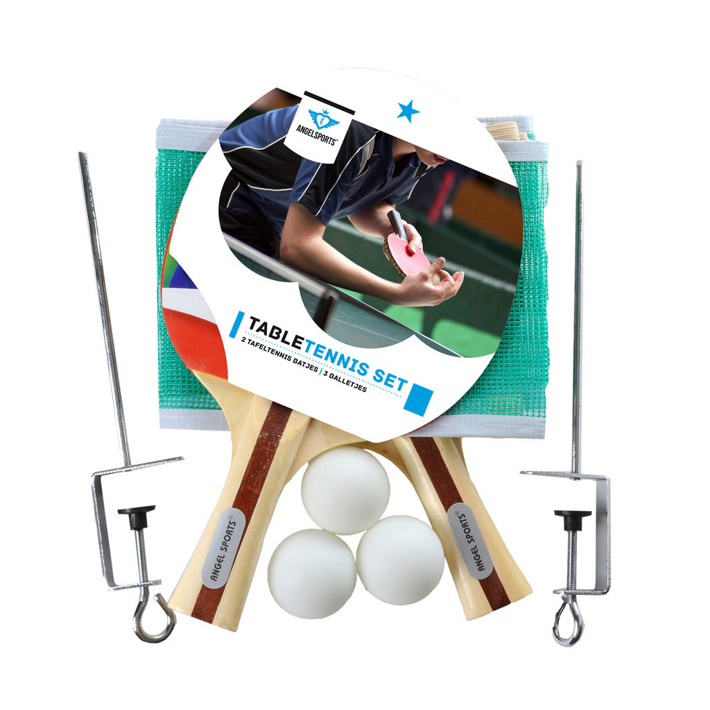Angel Sports Tafeltennis Set Met Netpost/3 Ballen/2 Bats