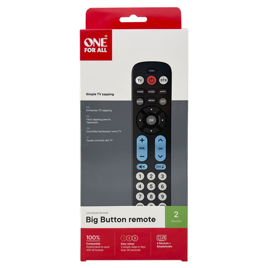One For All Urc6821 Big Button Universele Afstandsbediening Zwart