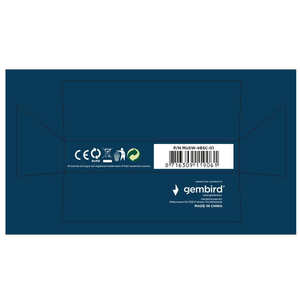 Gembird Gmb Muis Draadloos Usb-C Zwart 4Bsc