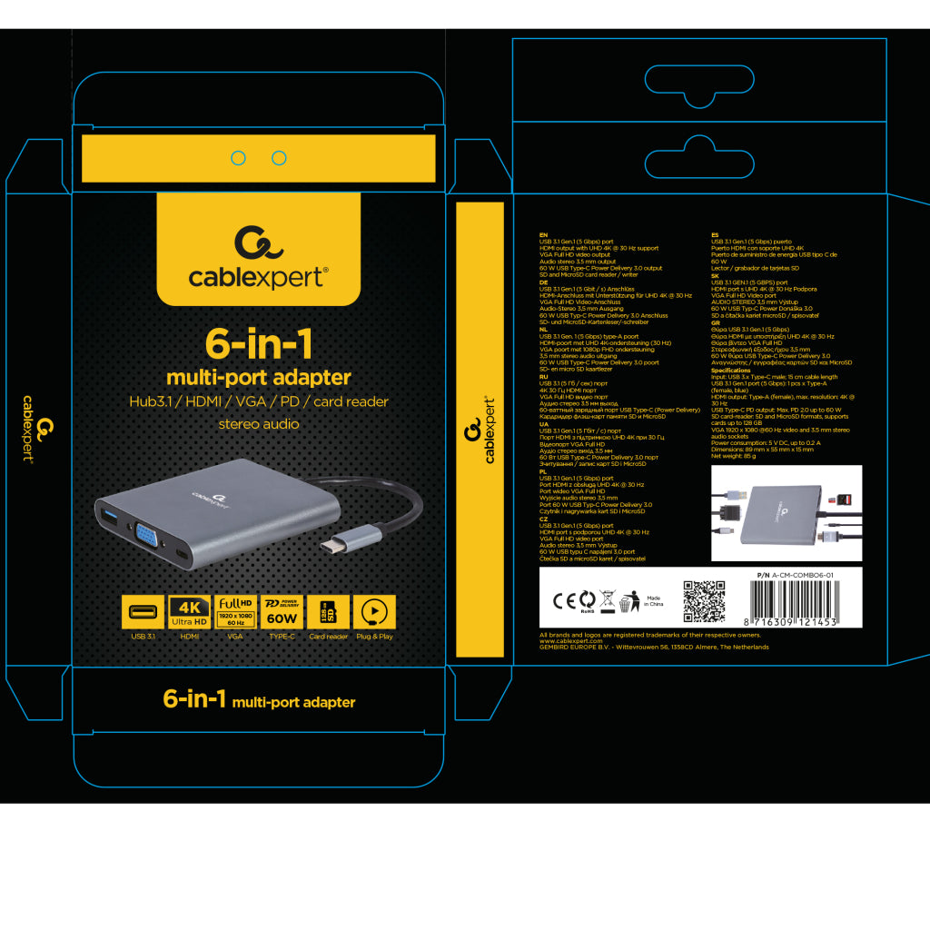 Cablexpert Gmb Usb-C Multi-Port 6-In-1