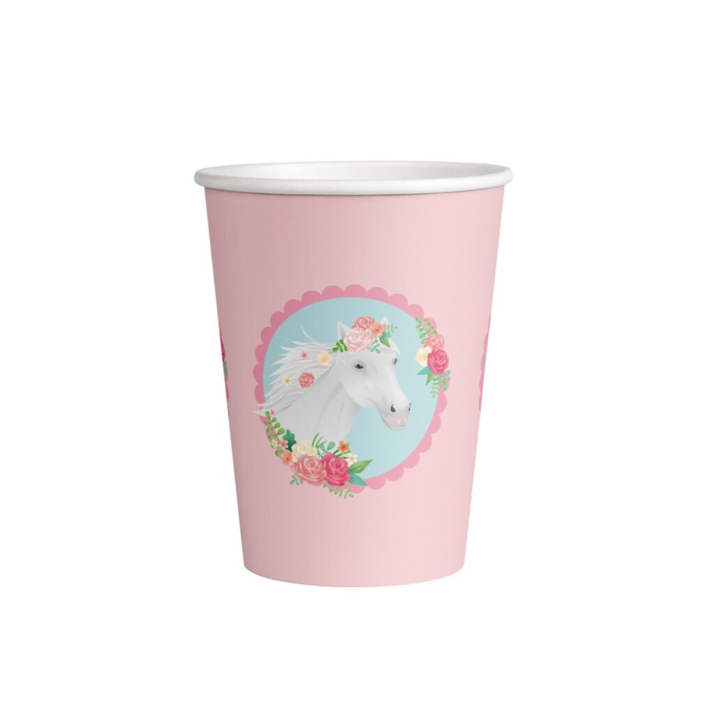 Pd-Party Papieren Bekers Paarden Roze 8 Stuks