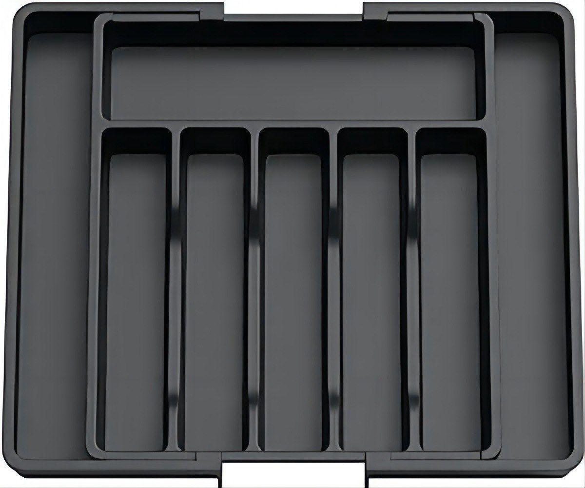 Verstelbare Bestekbak - Uitschuifbaar Naar 8 Vaks - 33-57 X 38 X 5.5 Cm - Zwart