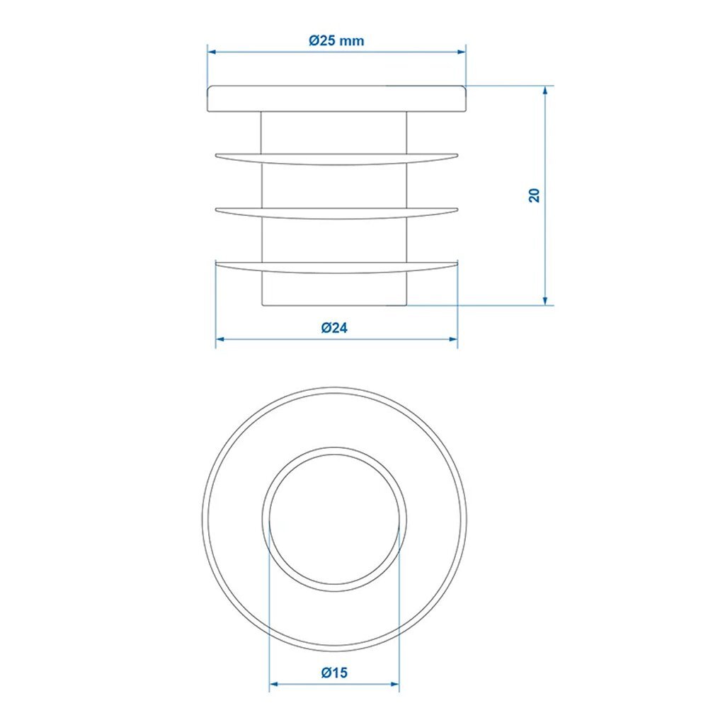 Proplus Onderdop 2.5 Cm 4 Stuks Zwart