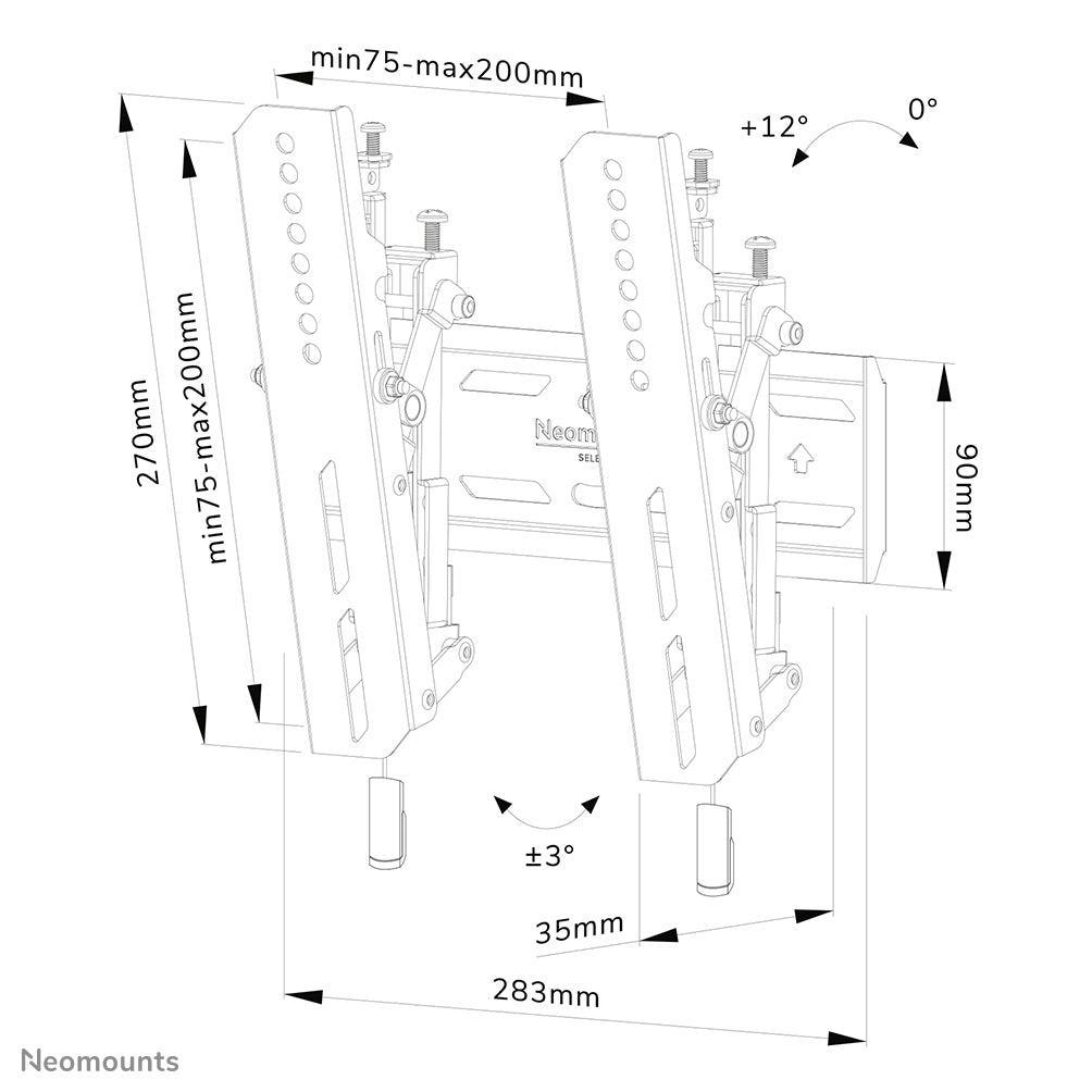 Neomounts Wl35S-850Bl12 Kantelbare Wandsteun Voor Schermen Tot 55 Inch Zwart