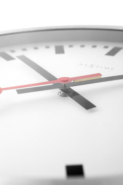 Nextime Ne-3999St Wandklok Dia. 35 Cm, Geborsteld Aluminium, 'Station'