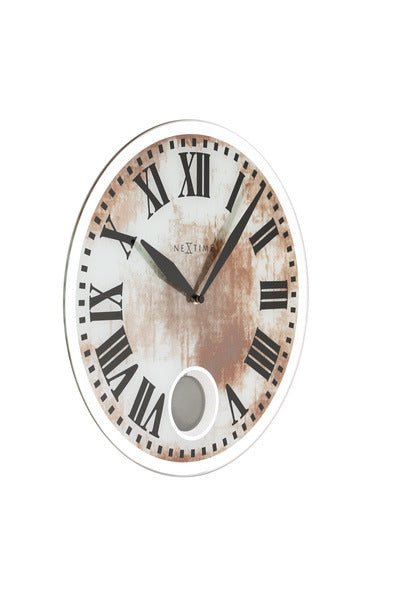 Nextime Ne-8162 Wandklok Dia. 43 X 4.2 Cm, Glas, Wit, 'Romana'