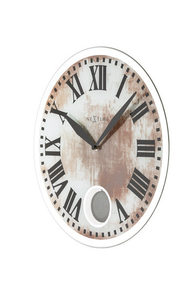 Nextime Ne-8162 Wandklok Dia. 43 X 4.2 Cm, Glas, Wit, 'Romana'