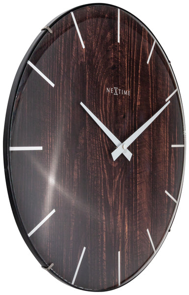 Nextime Ne-3249Br Wandklok Edge-Wood-Dome Dia 35Cm Kunststof Bruin