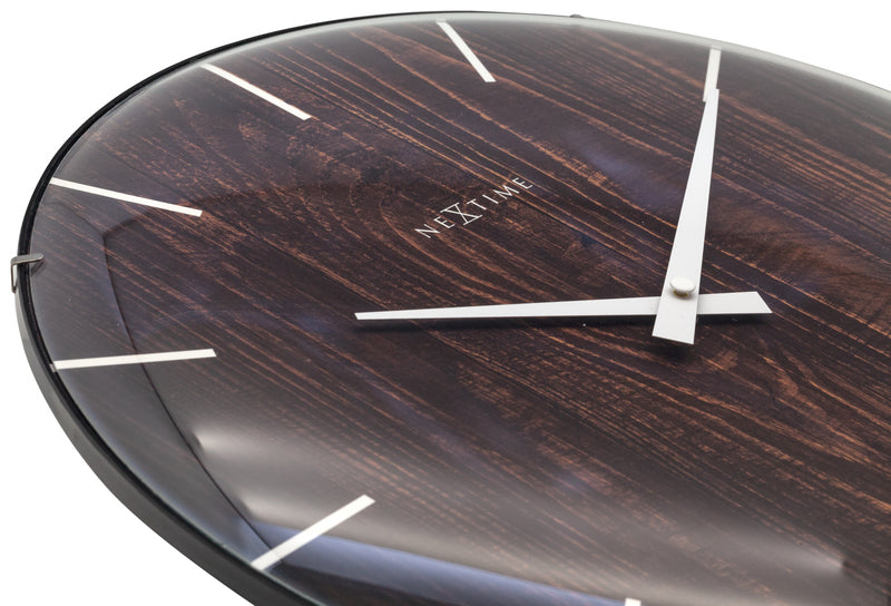 Nextime Ne-3249Br Wandklok Edge-Wood-Dome Dia 35Cm Kunststof Bruin