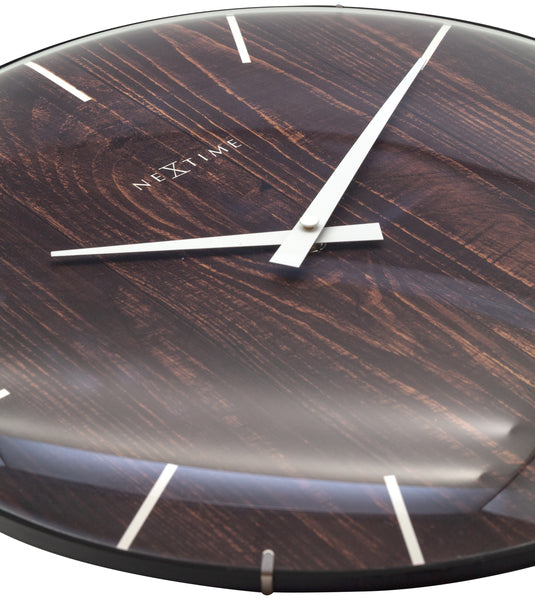 Nextime Ne-3249Br Wandklok Edge-Wood-Dome Dia 35Cm Kunststof Bruin