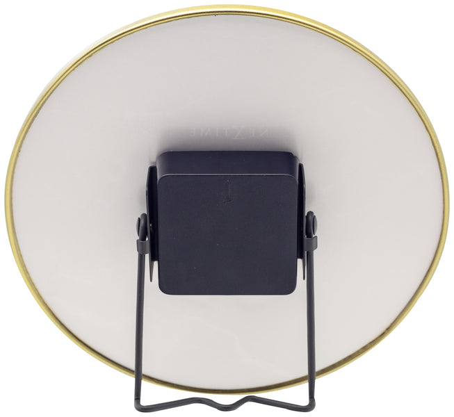 Nextime Ne-5222Wi - Tafelklok - Ø 20 Cm - Glas / Metaal - Wit - 'Marble'
