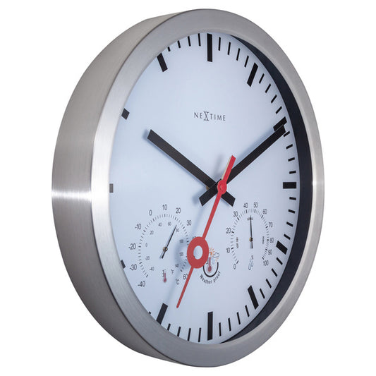 Nextime Ne-4307St Buitenweerstationklok 35Cm Aluminium-Wit Clematis