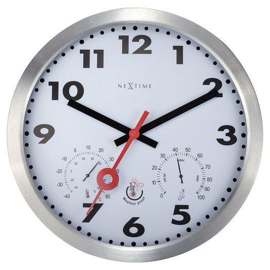 Nextime Ne-4307Ar Buitenweerstationklok 35Cm Aluminium-Wit Clematis