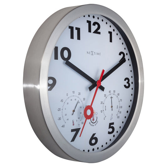 Nextime Ne-4307Ar Buitenweerstationklok 35Cm Aluminium-Wit Clematis