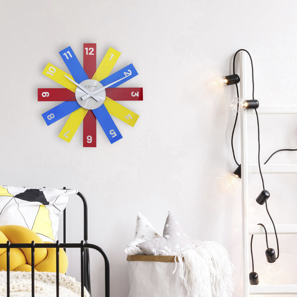 Nextime Ne-3285Di Design Wandklok - 40Cm- Stille Klok - Multicolor - Acryl - "Plexi"