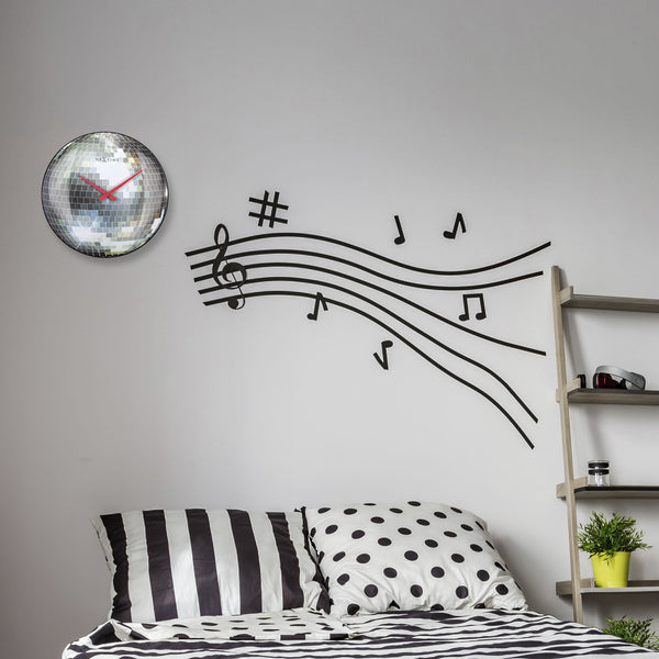 Nextime Ne-3293 Stille Wandklok - 35Cm - Discobal - Koepelvormig Glas - "Disco Ball"