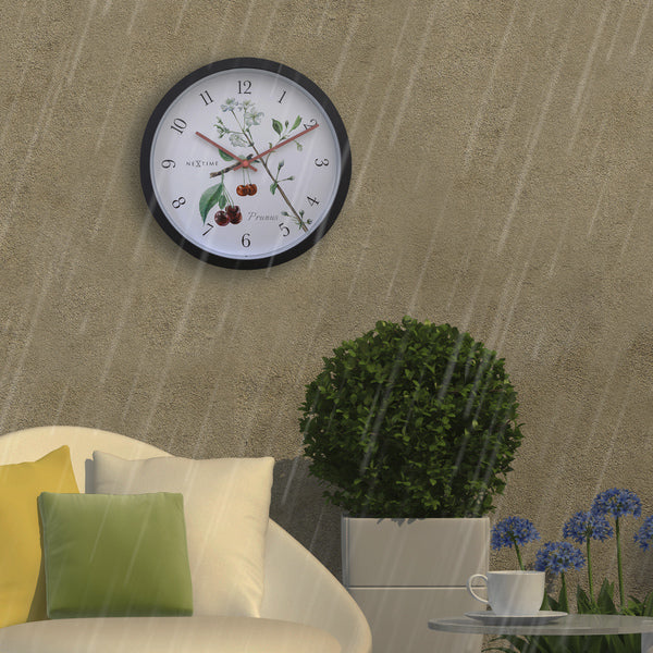 Nextime Ne-4314 Buitenklok Prunus 30.5 Cm Zwart/Wit