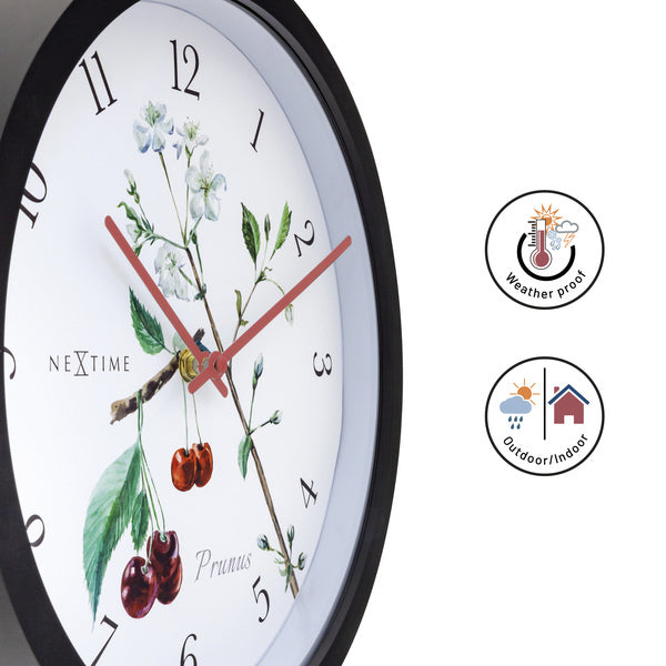 Nextime Ne-4314 Buitenklok Prunus 30.5 Cm Zwart/Wit