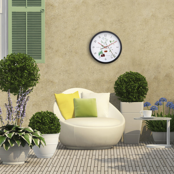 Nextime Ne-4314 Buitenklok Prunus 30.5 Cm Zwart/Wit