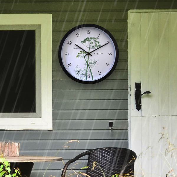 Nextime Ne-4315 Buitenklok Anethium 30.5 Cm Zwart/Wit