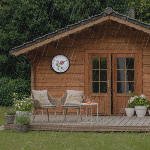 Nextime Ne-4317 Buitenklok Knautia 30.5 Cm Zwart/Wit
