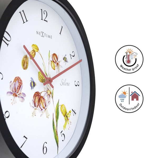 Nextime Ne-4317 Buitenklok Knautia 30.5 Cm Zwart/Wit