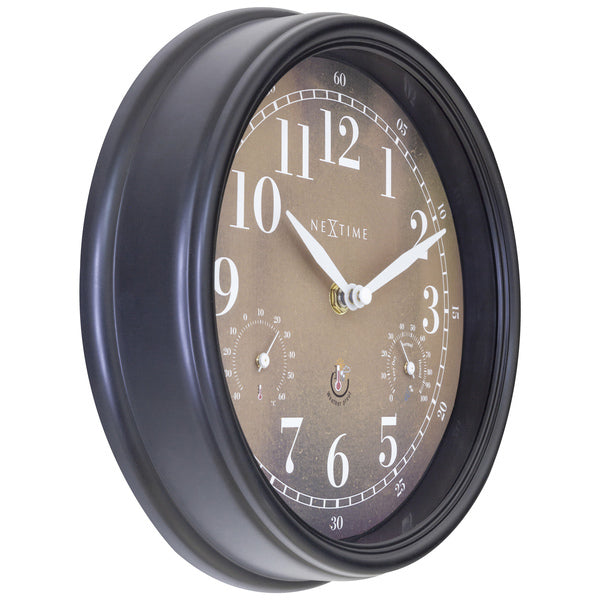 Nextime Ne-4318Br Buitenklok Jasmine + Thermo- En Hydrometer 23.5 Cm Zwart/Koper