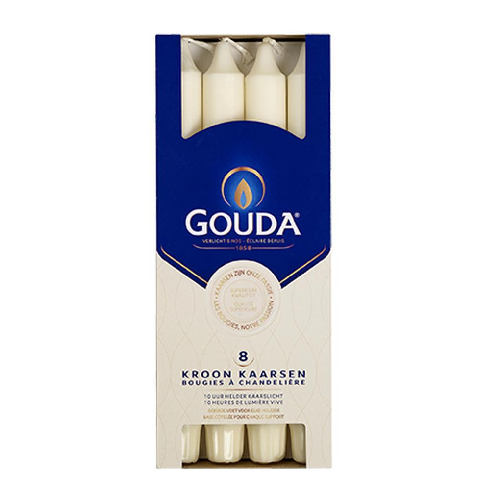 Gouda Kroonkaarsen 24X2.4 Cm 8 Stuks Ivoor