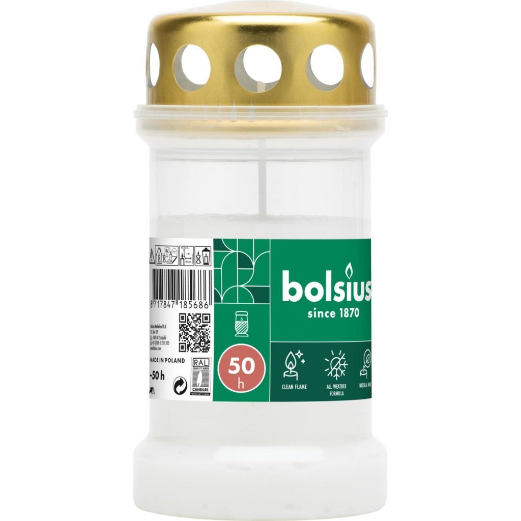 Bolsius Herdenkingskaars + Deksel Cr&Egrave;Me