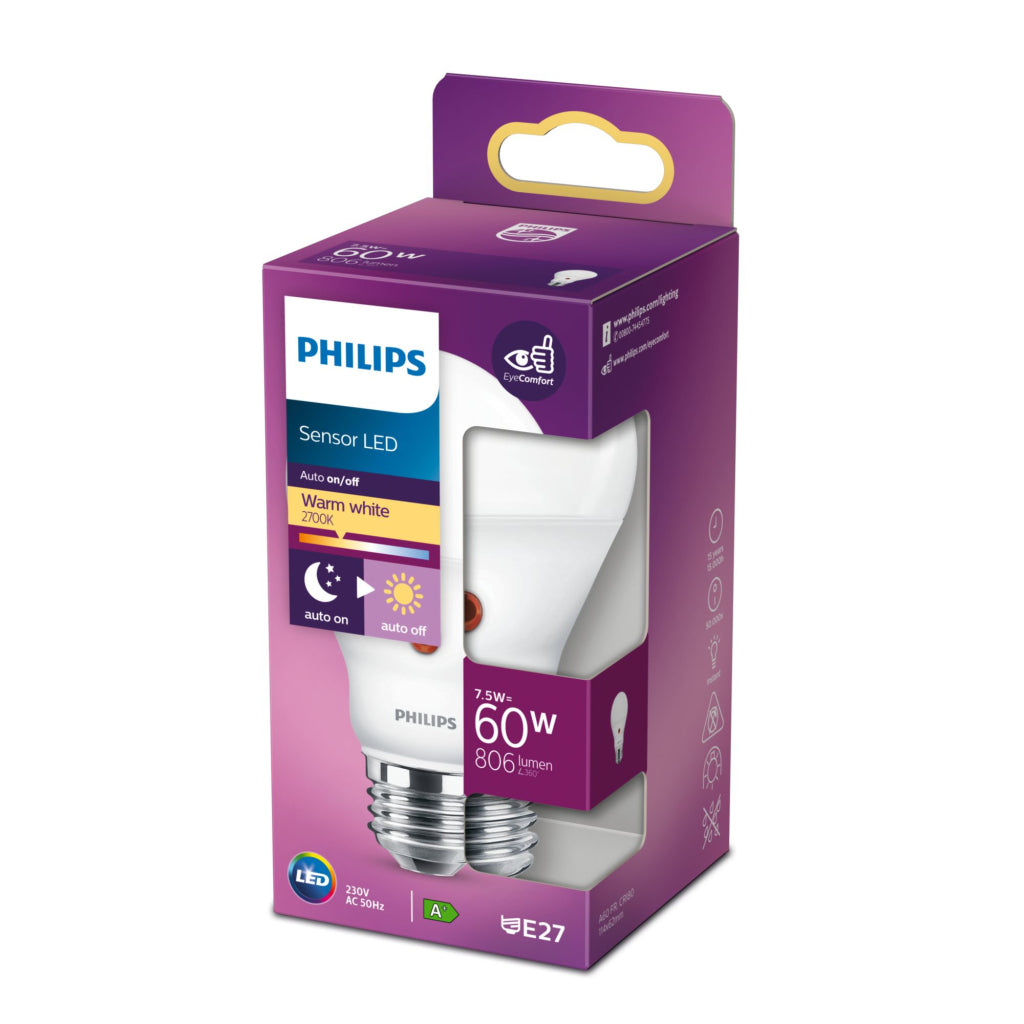 Philips Sensor Led Lamp 60W E27 Warm Wit