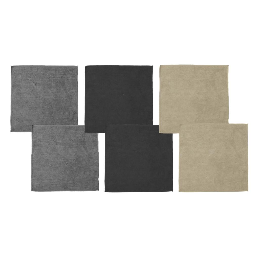 Overige Merken Ddddd Microvezeldoek Billie 30X30 Cm 6 Stuks Grijs/Zwart/Zand