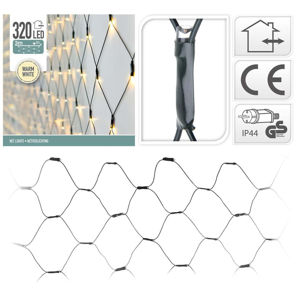 S.i.a. Led Netverlichting 300X150 Cm 320 Leds Warm Wit Licht Groen