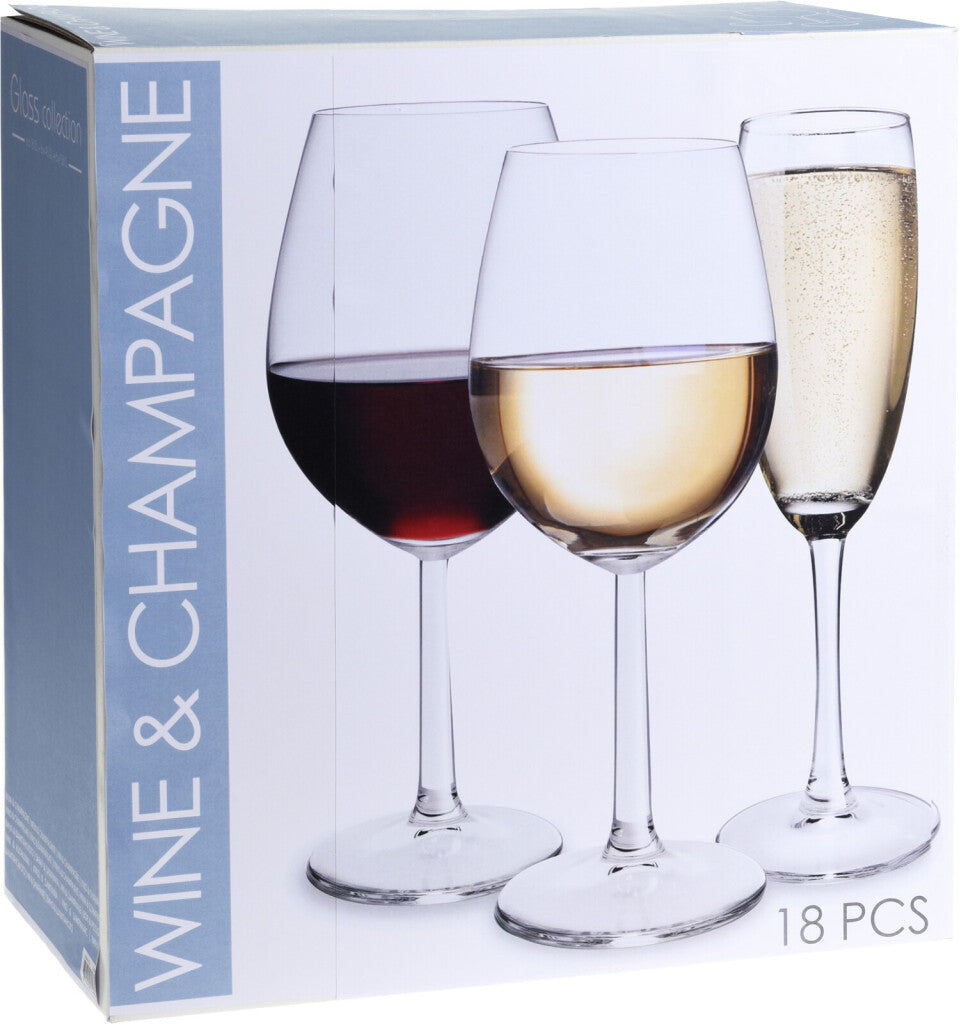 Excellent Houseware Glazenset Wijn &Amp; Champagne 18-Delig