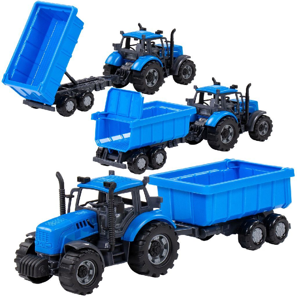 Overige Merken Farmer Frictietractor + Trailer Blauw/Zwart