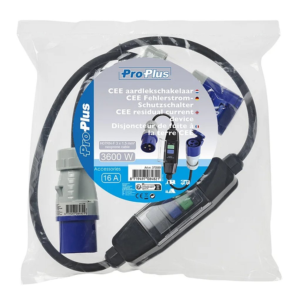 Proplus Verloopkabel 120 Cm 3X1,5 Mm&Sup2; Cee + Aardlekschakelaar
