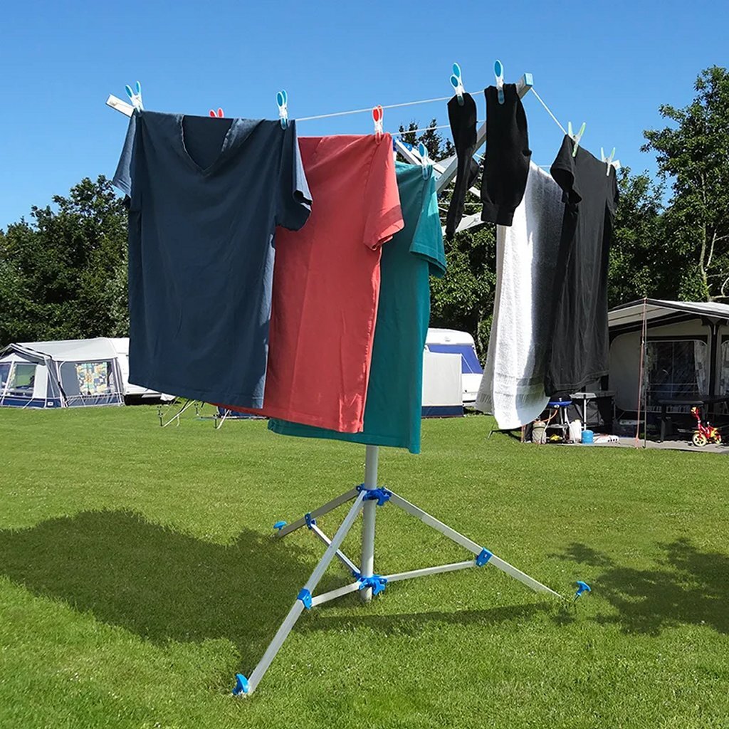 Proplus Droogmolen Met Voet + 3 Haringen Zilver/Blauw